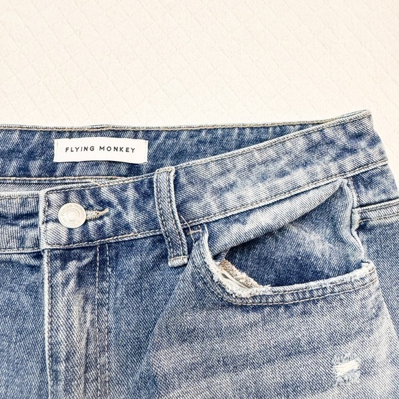 Flying Monkey Distressed Ripped Knee and Hem Denim Jeans Size 29 - Picture 7 of 8